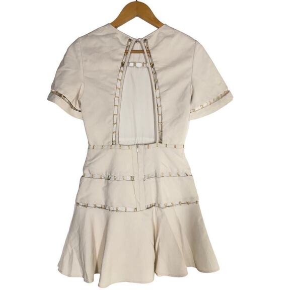 Finders Keepers Talisman Dress Metallic Ladder Cutout Open Back Mini Ivory Small - Picture 4 of 5